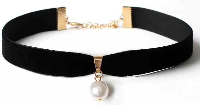 Pearl Velvet Choker Black
