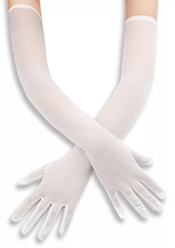 Lange Handschuhe Mesh Gloves 50cm Weiß