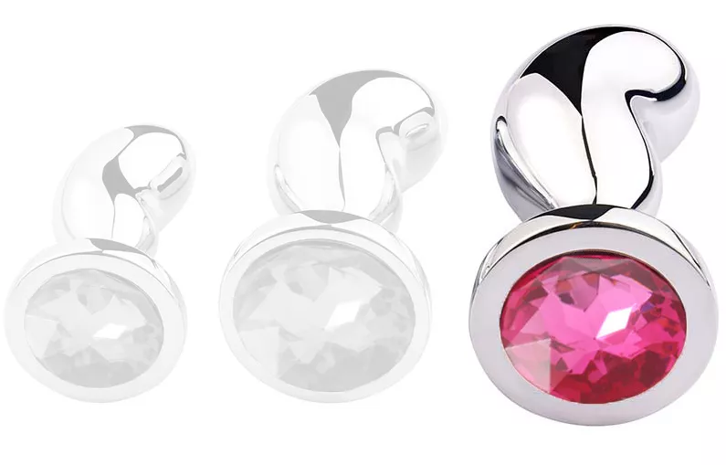 Schmuck-Plug Bean Silver L 9 x 3,5 cm Rosa