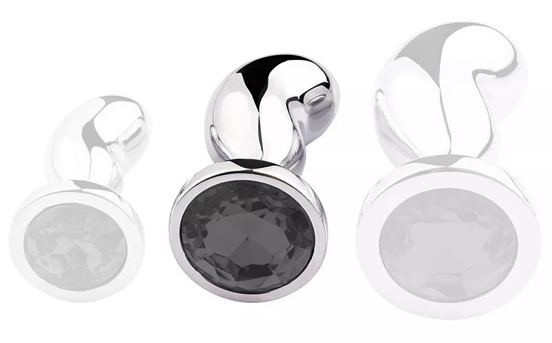 Plug Bijou Bean Silver M 7 x 3cm Schwarz