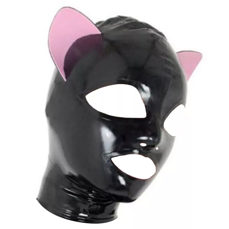 Haube Cat Fetish Schwarz-Rosa
