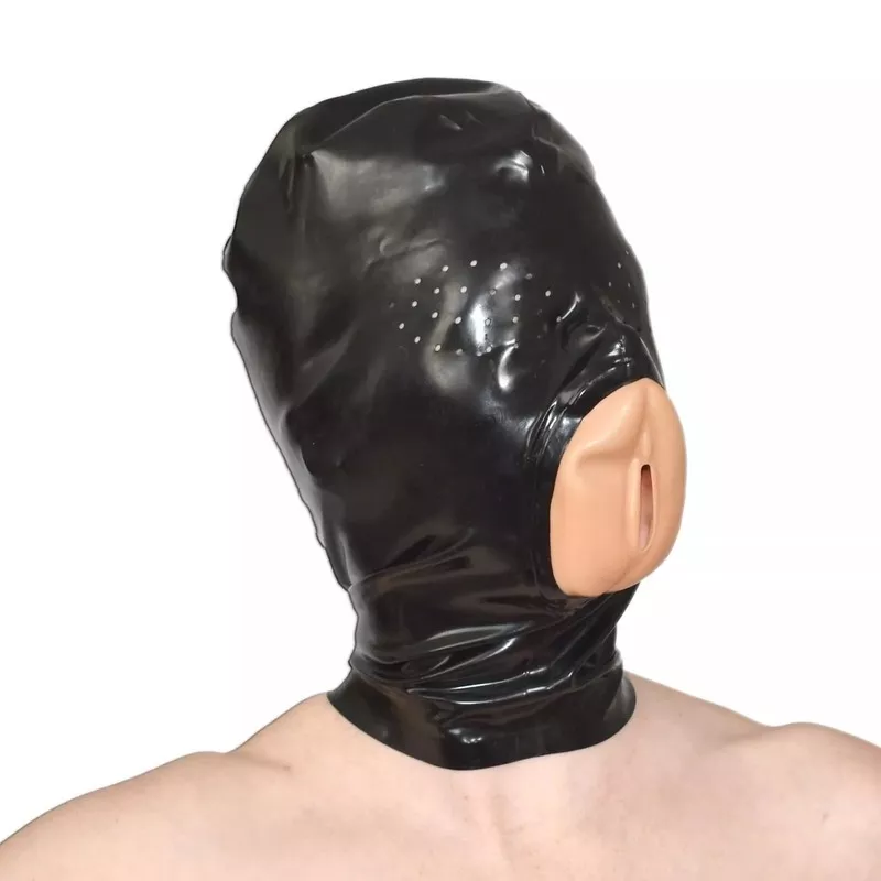 Haube mit Vulva Vagina Hood Schwarz
