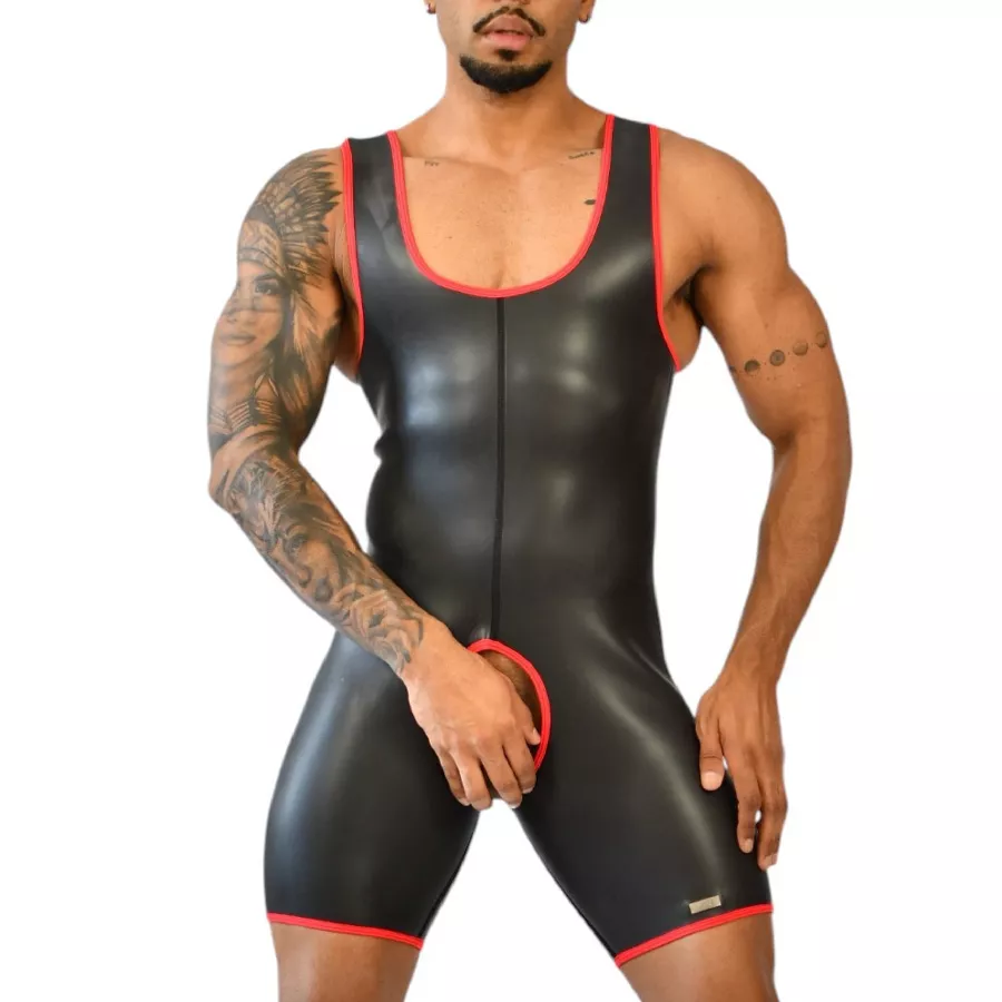 Neopren-Overall Xrub Offen Vorne/Hinten Schwarz-Rot