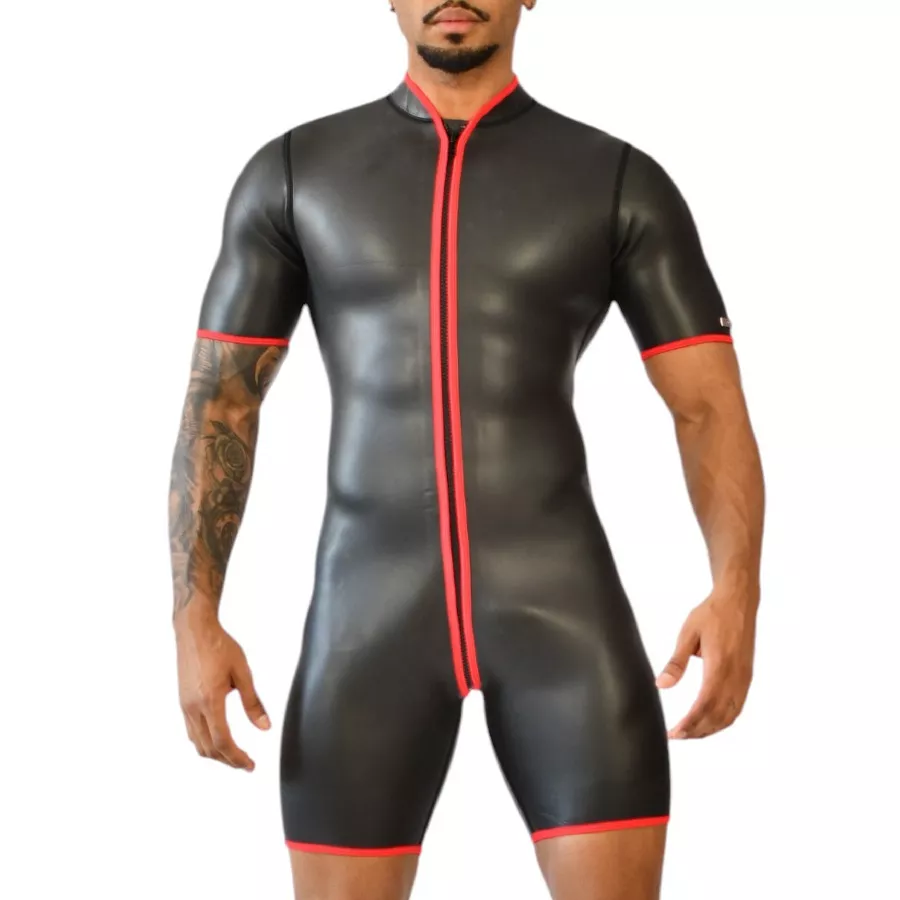 Neopren-Shorts Xrub Reißverschluss Vorne/Hinten Schwarz-Rot