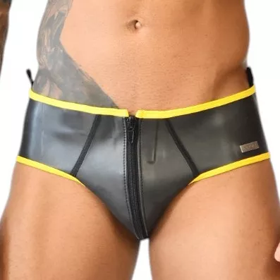 Neopren-Slip Xrub mit Reißverschluss Vorne/Hinten Schwarz-Gelb