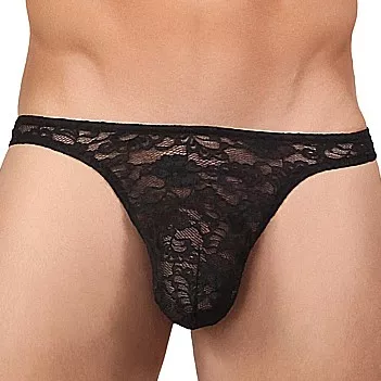 String Kanten BONG THONG Zwart