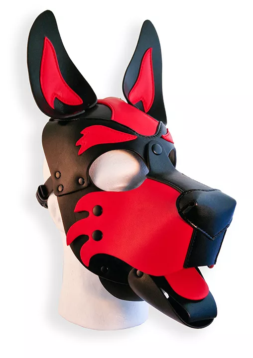 Welpen-Kopfhaube Schwarz und Rot