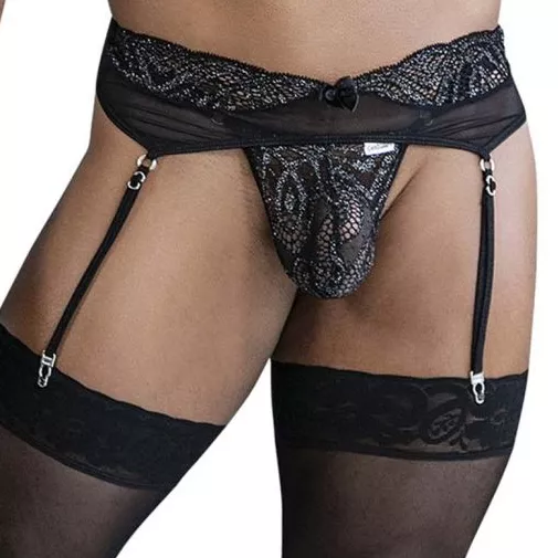 String und Strumpfhalter Heria Schwarz