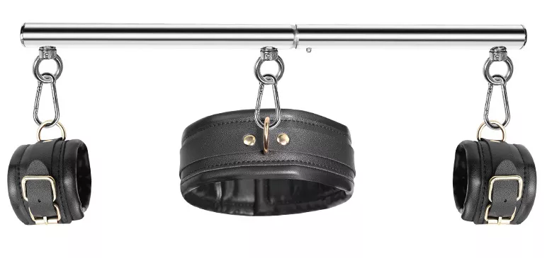 Simply Dom Haltestange Halsband und Handschellen Set Schwarz