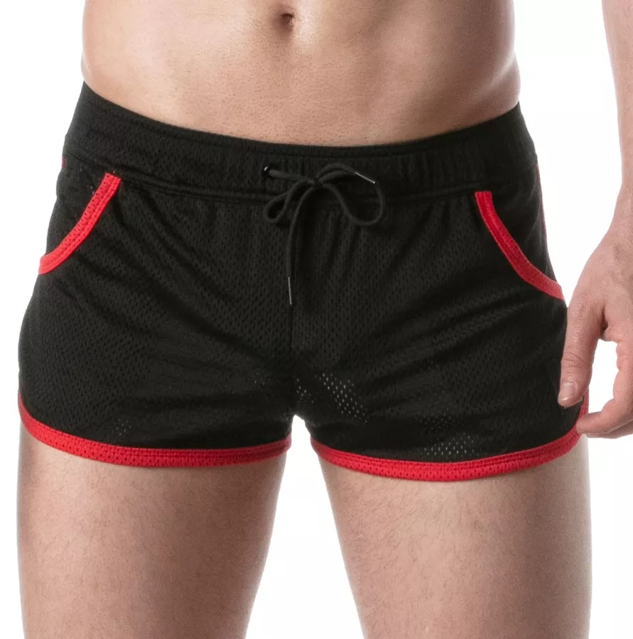 Netz-Shorts LOADED Schwarz-Rot