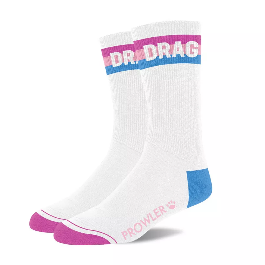 Drag-Socken Weiß-Rosa-Blau