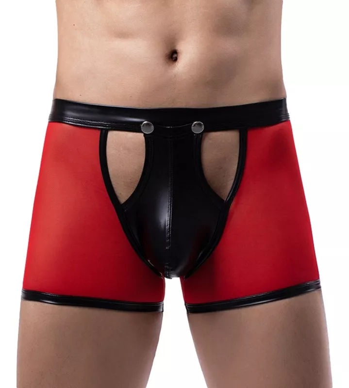 Boxer sexy Open Side Schwarz-Rot