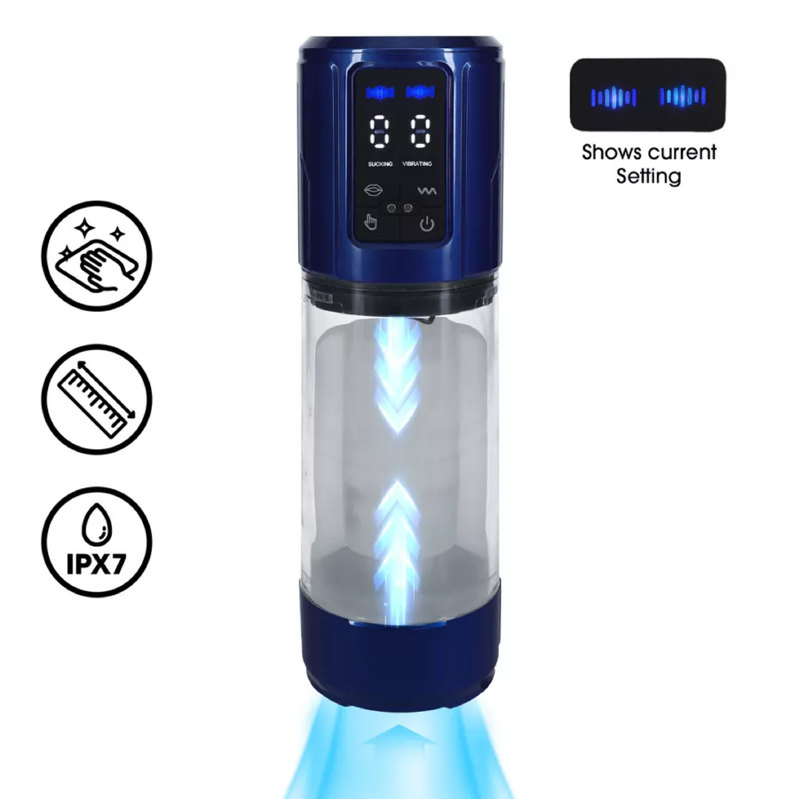 Masturbator Ultralift Vibrations und Saugen Blau