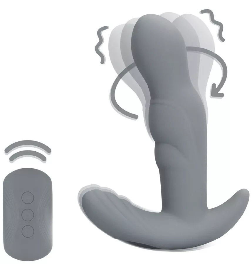 Vibrierbarer rotierender Prostate-Stimulator Gothamey 11.5 x 3.4cm Grau