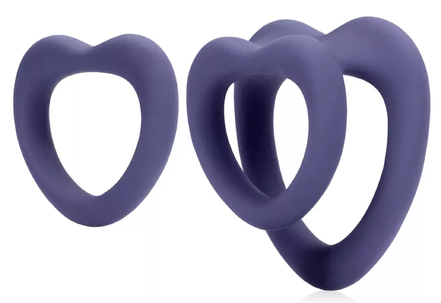 Set mit 2 Herz-Penisringen Silikon Purple Storm Durchmesser 35mm