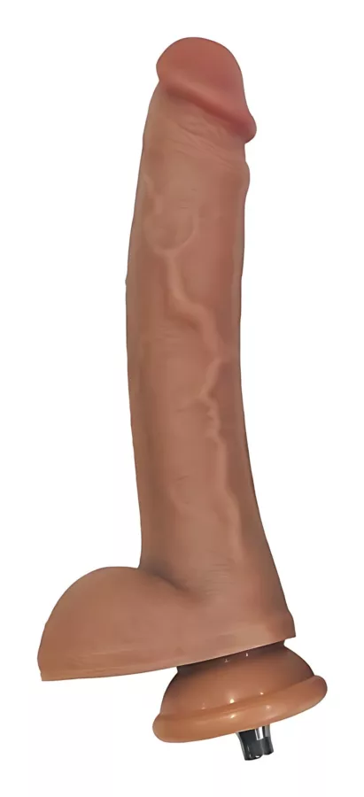 Dildo-Aufsatz dunkles Fleisch Curved Dicker für Fuck Machine 18 x 4,3 cm