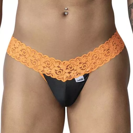 Spitzenstring Beltis Schwarz-Orange