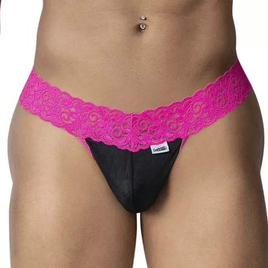 Spitzenstring Beltis Schwarz-Rosa