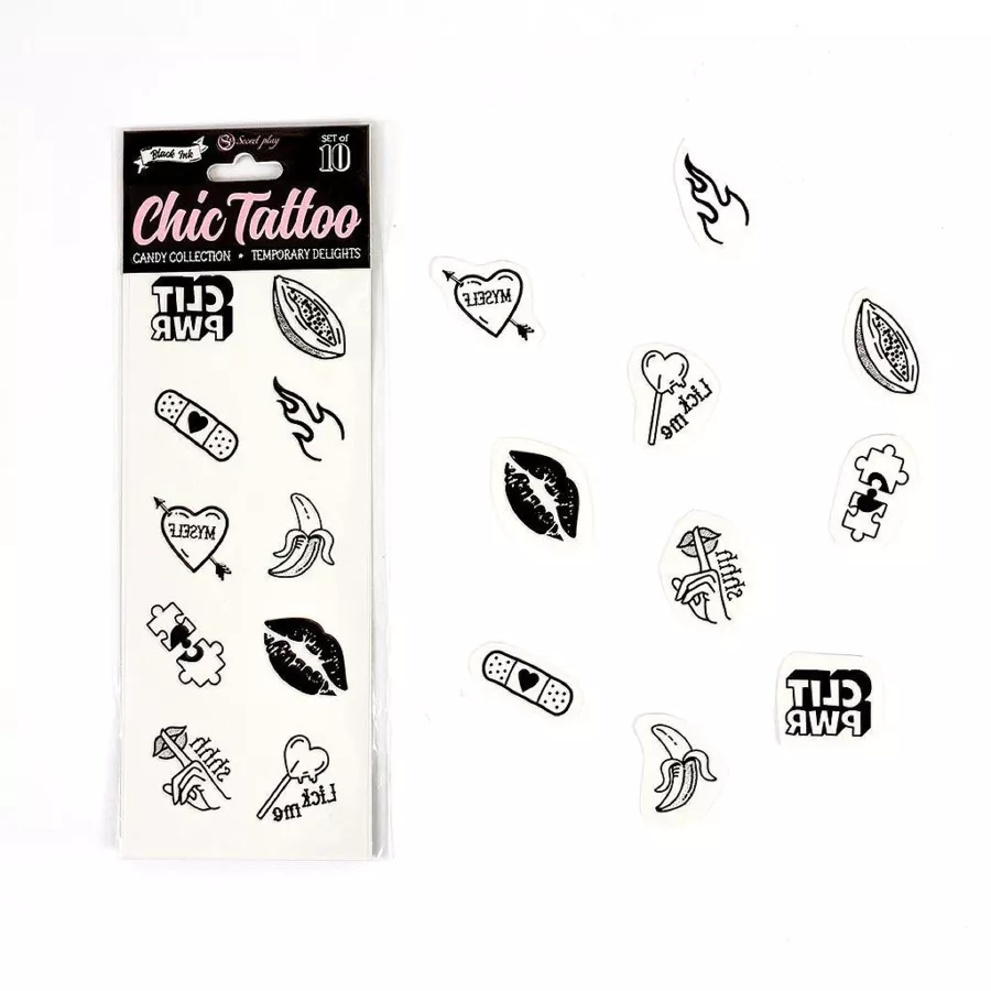 Set van 10 tijdelijke tatoeages Candy Collection