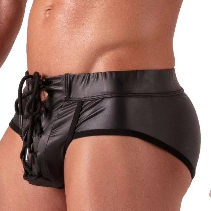 Slip mit Schnürung Bondage Schwarz