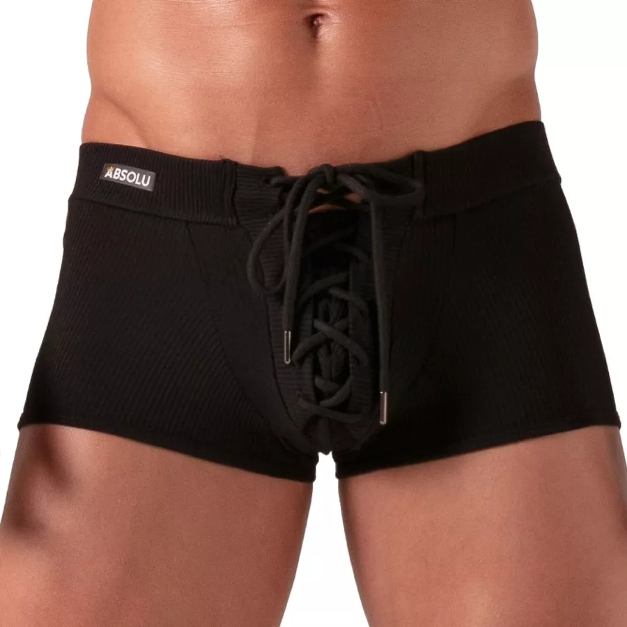 Boxer mit Schnürung Laced Schwarz
