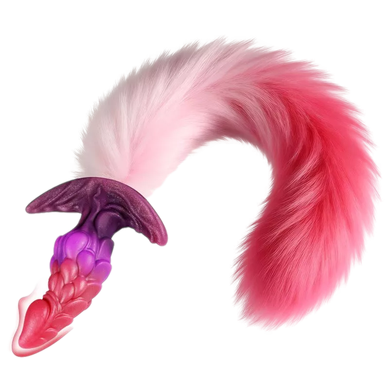 Draken vossenstaart plug Drakonyx 13 x 4.6cm staart 40 cm roze