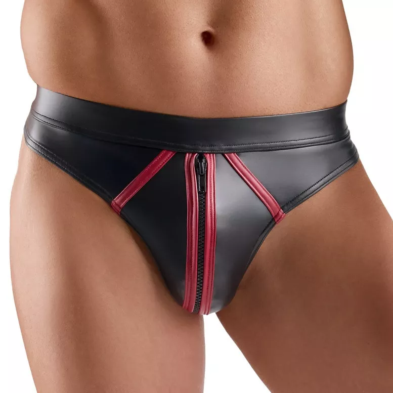 String mit Reißverschluss Menecio Schwarz-Rot