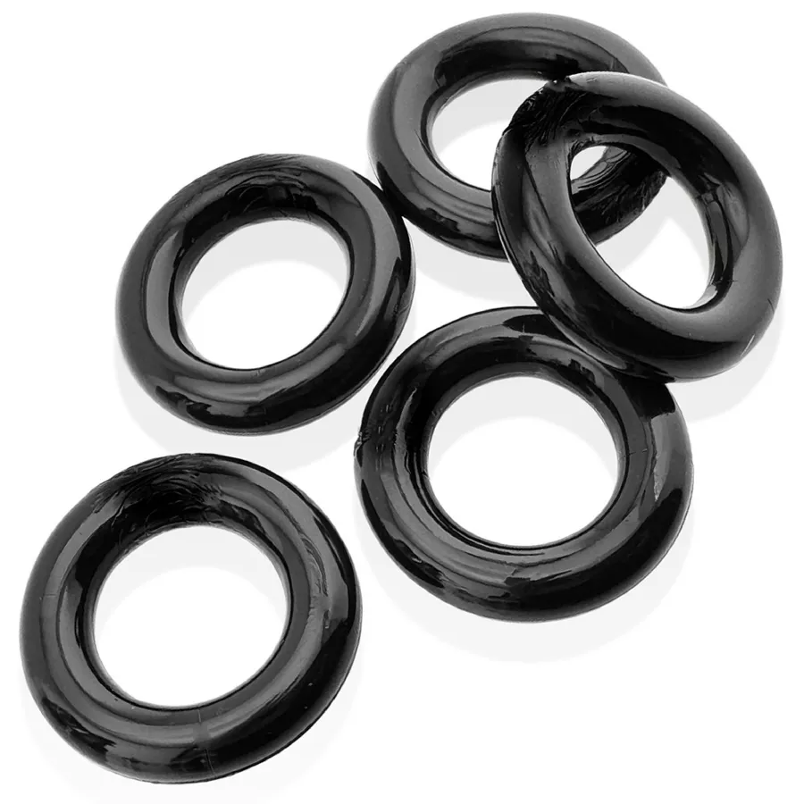 Set of 5 Stretchable Cockrings Jacker 5-Stack 22mm Black