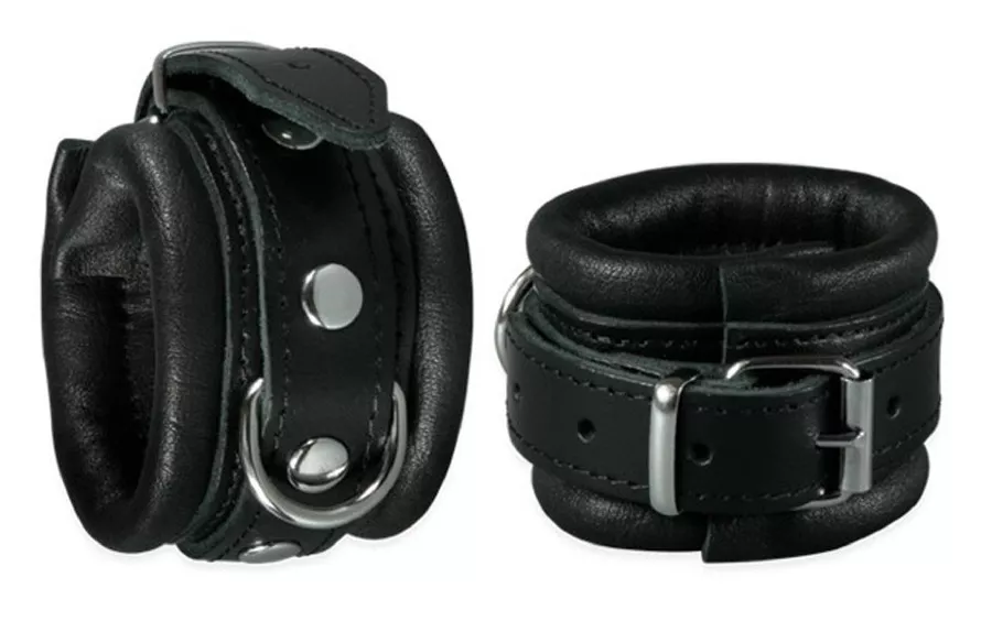 Lederhandschellen für Handgelenke 5 cm Schwarz