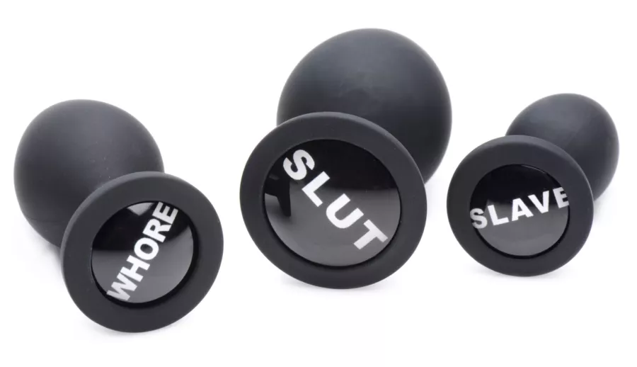 Kit mit 3 Butt plugs Dirty Words
