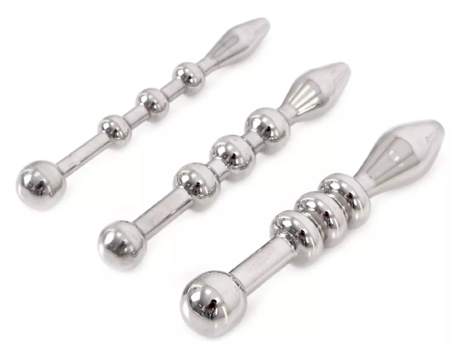 Set van 3 urethrale plugs Beads 5,5cm 6 tot 10mm