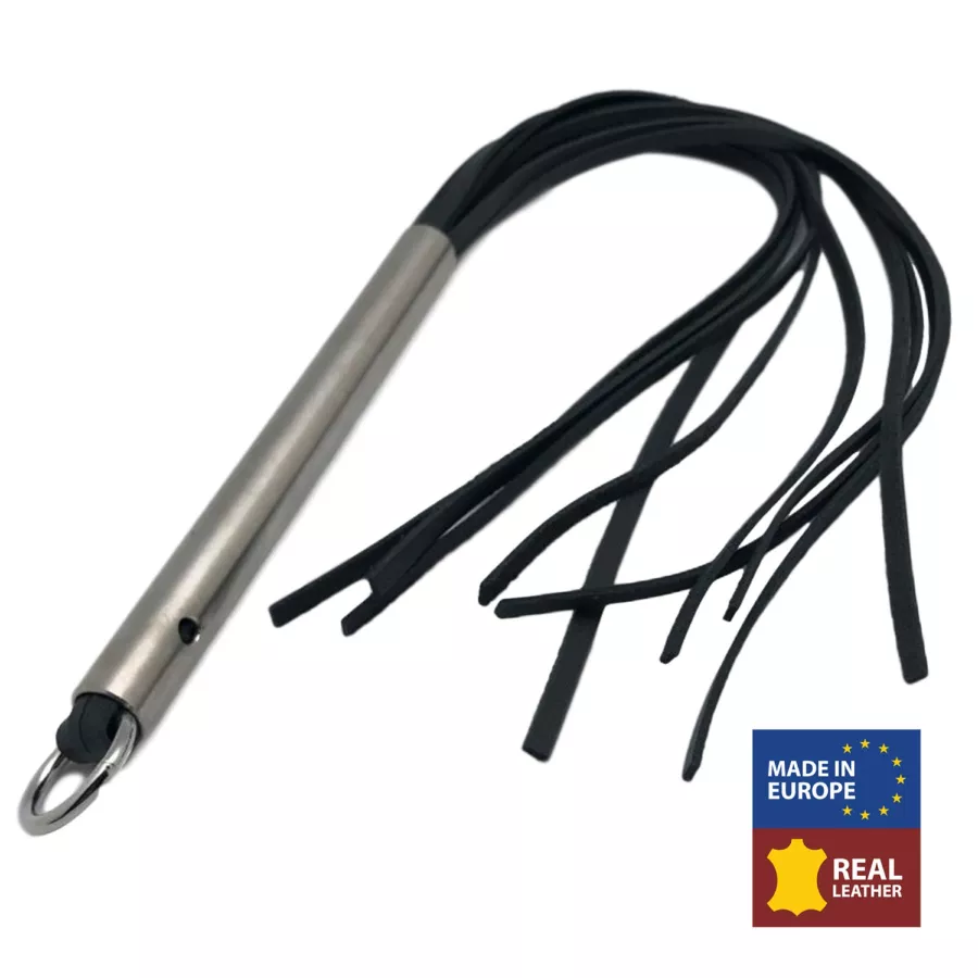 Lederpeitsche 12-teilig - Aluminium-Griff - 53cm