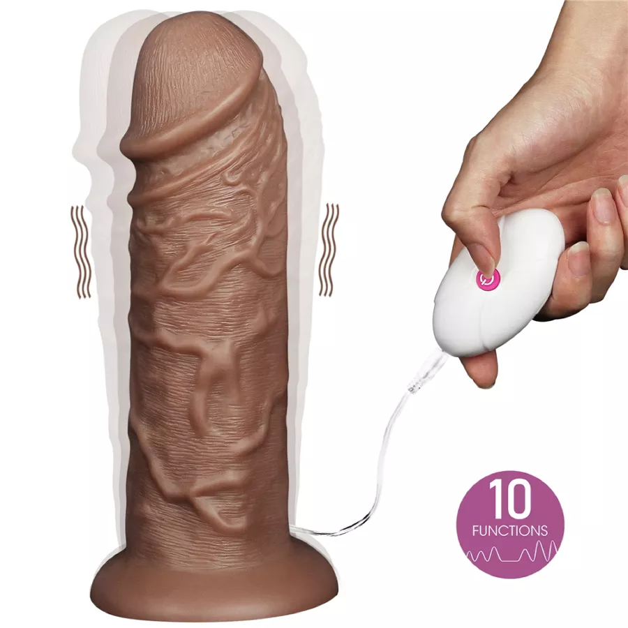 Vibrating Chubby Dildo 23 x 6.5 cm Brown