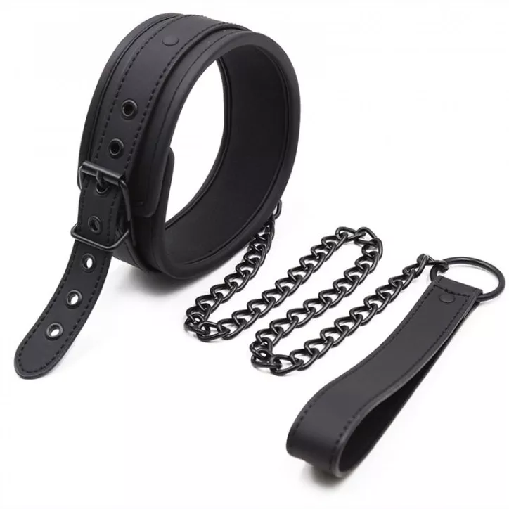 Unterwerfungs-Halsband mit Leine Schwarz