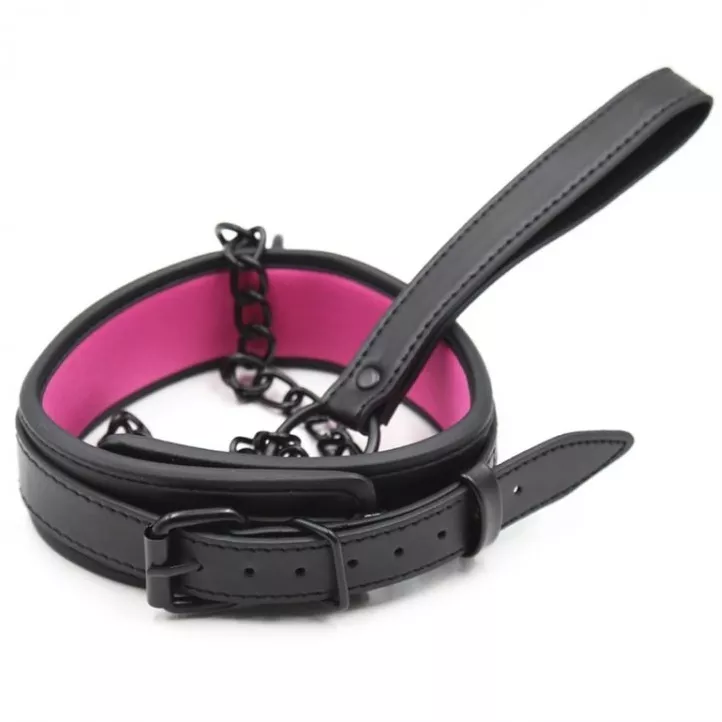 Halsband Leine Schwarz - Rosa
