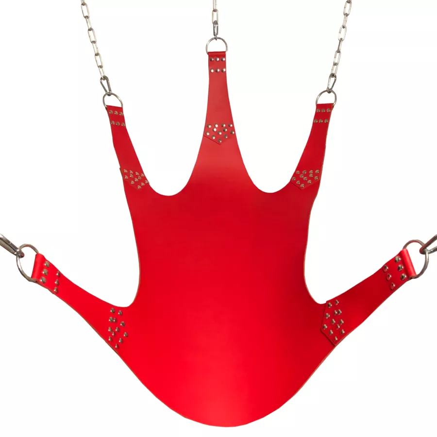 Leder-Sling mit 5 Befestigungspunkten Rot