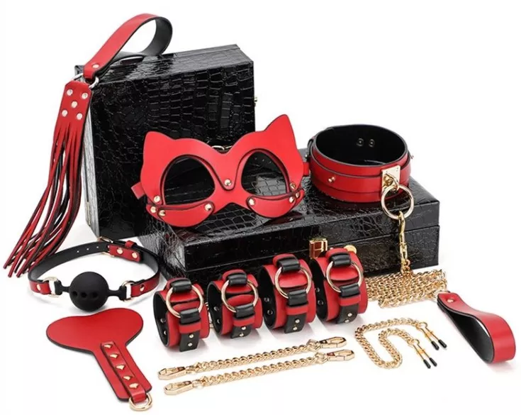 Koffer BDSM Luxury Schwarz-Rot 8 Teile