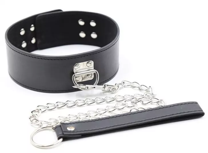 Halsband und Leine Pin Lock Schwarz