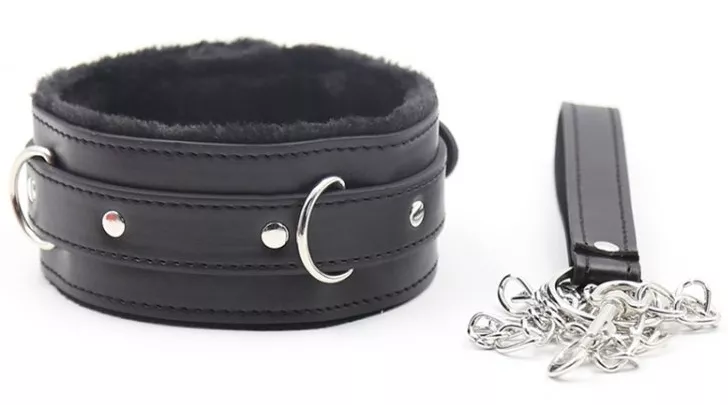 Halsband Leine FUR Schwarz
