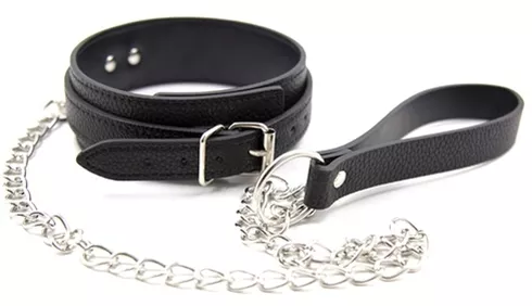 Halsband mit Metallkette Pety Schwarz