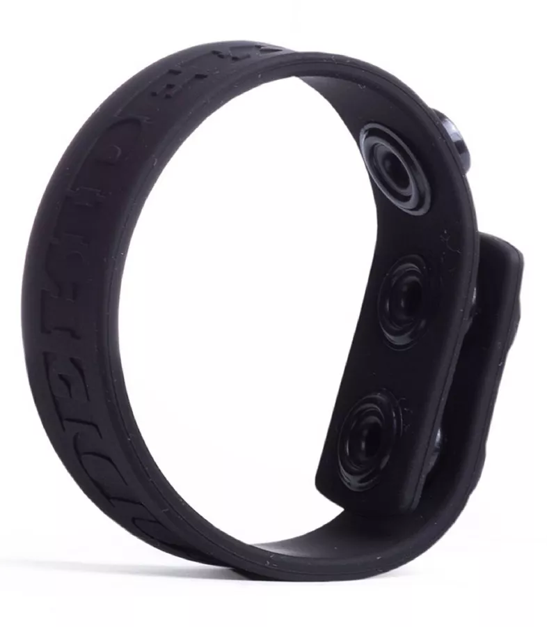 Cock Ring Silikon 3 Druckknöpfe Schwarz