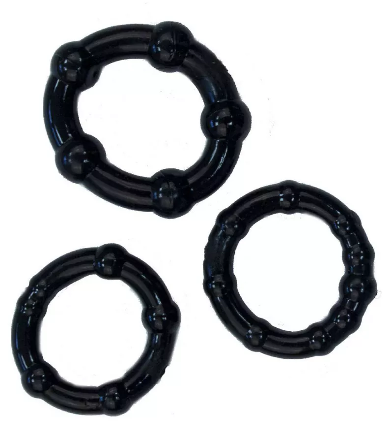 Pack mit 3 flexiblen Mini-Cockrings Schwarz