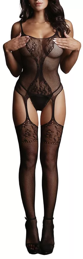 Combi sexy Fishnet Lace Schwarz