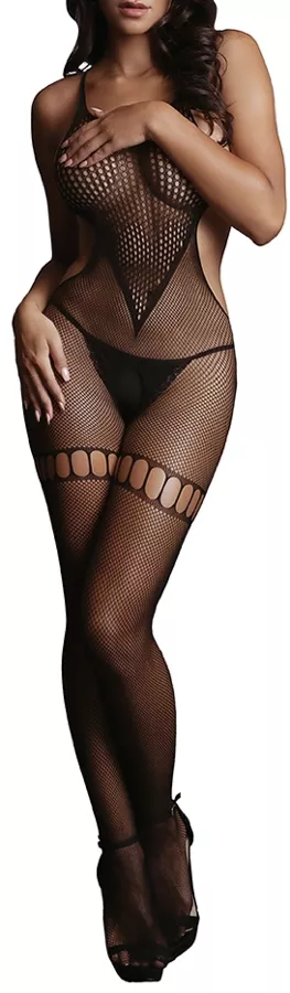 Combi sexy Netz Rundhals Schwarz