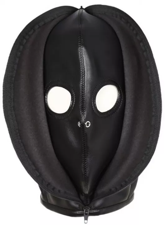 Maske Double Layer Kunstleder schwarz