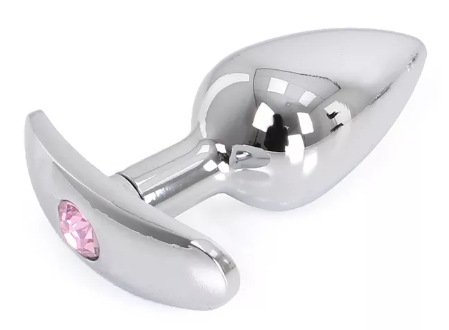 Analplug mit Schmuckstein gerundete Basis Curve 6 x 2,8 cm - Schmuck Rosa