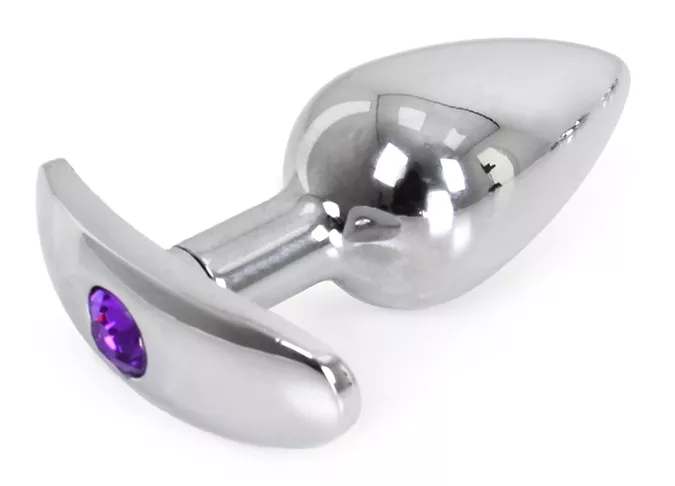 Analplug mit Schmuckstein gerundete Basis Curve 6 x 2,8 cm - Schmuck Violett
