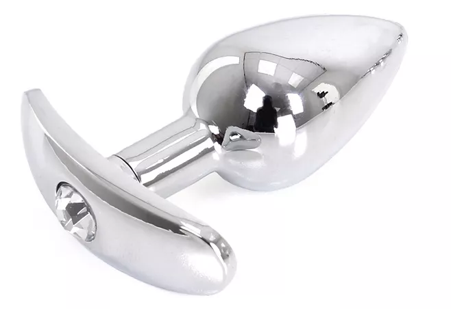 Analplug mit Schmuckstein gerundete Basis Curve 6 x 2,8 cm - Schmuck transparent