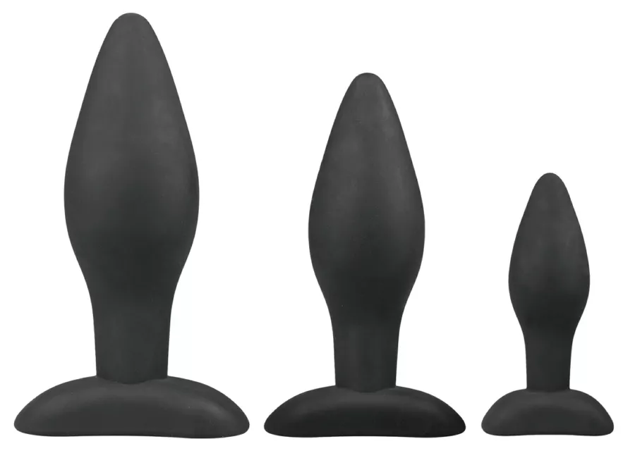 Set aus 3 schwarzen Silikon-Plugs Rocket