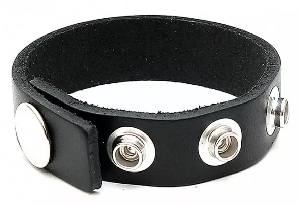 Cockring aus Rohledernaturell 4 Druckknöpfe Schwarz